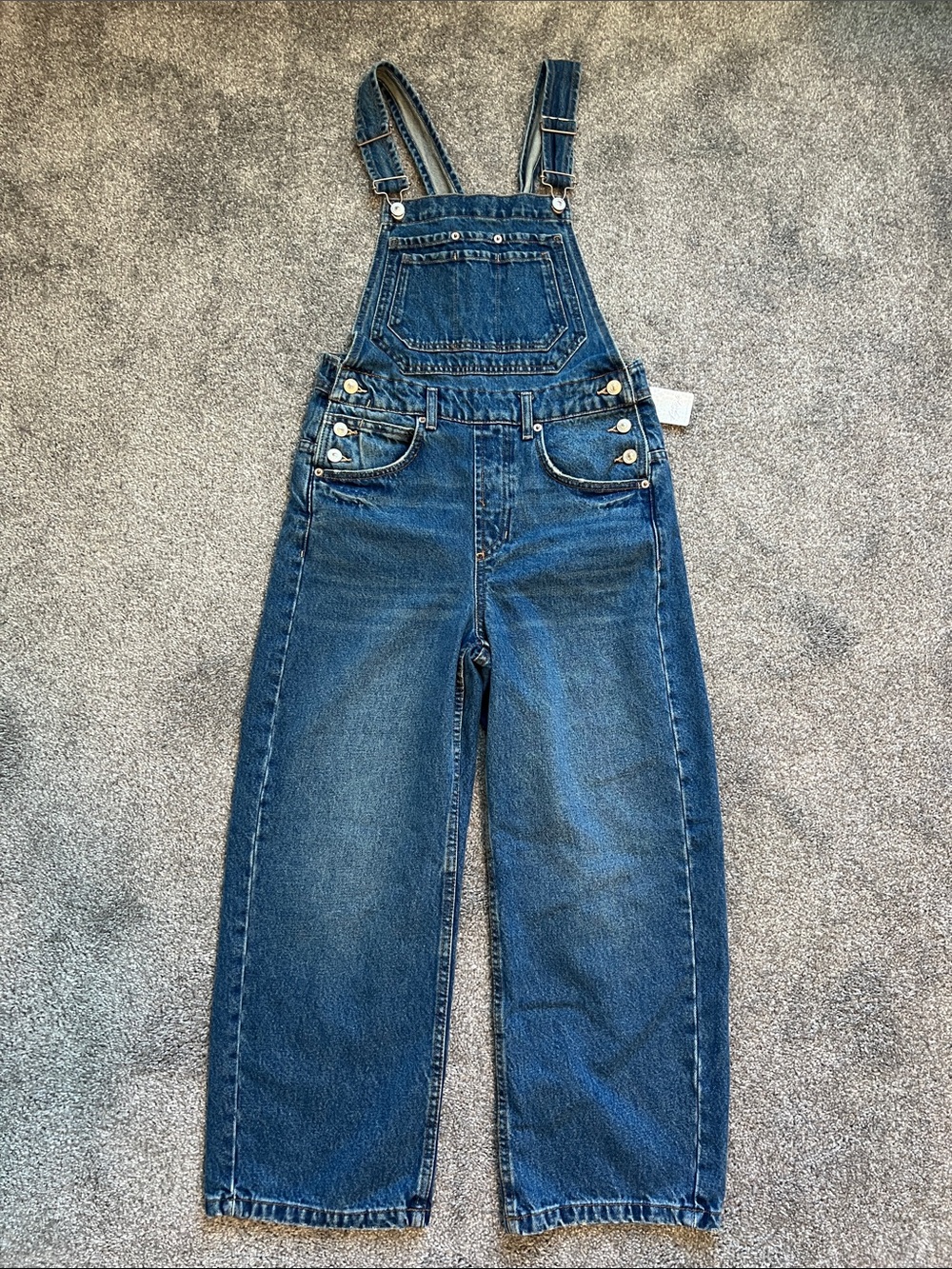 Free People Women’s XS Denim Overalls Blue Wide Leg Bib Jeans NWT